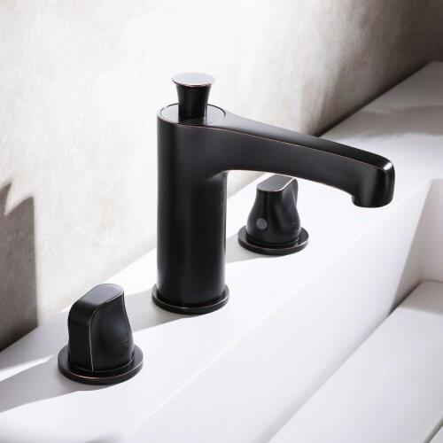 Oil-Rubbed Bronze Brass WideSpread Bathroom Faucet Two Handle Three-Hole Bathroom Vanity Sink Faucet basin mixer faucet