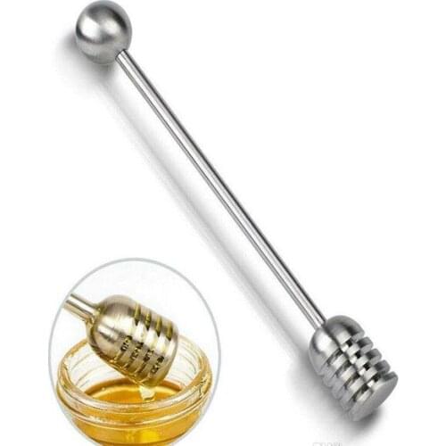 Honey Mesuring Spoon Stainless Steel Straight Handle Metal Dipper Honey Stick Kitchen Cooking Measuring Tool