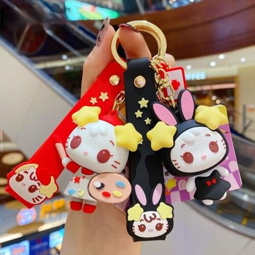 Cute and Cute Cat Keychain Style Fashion Cartoon Anime Keychain Creative Car Cartoon Bunny Girl Couple Bag Pendant Key Chain