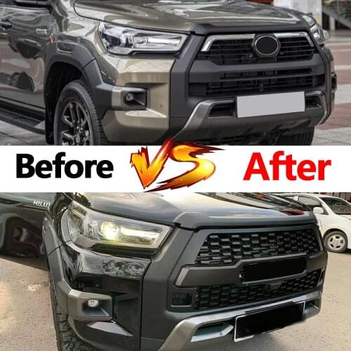 Front Grill For Hilux Grill For Hilux Revo Rocco 2021 Auto Accessories Front Bumper Mesh Cover Grills Grille For Trims