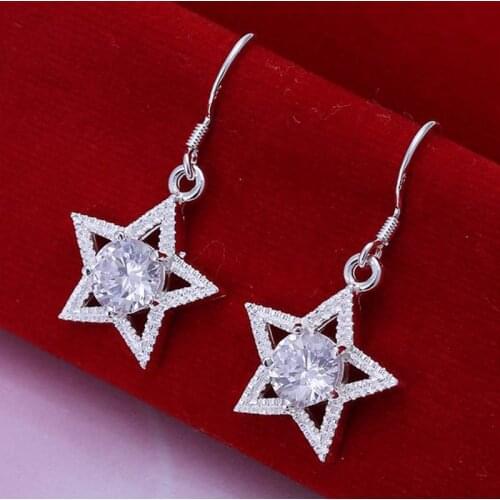 Fashion jewelry Earring For Women, Plated Earrings Inlaid Star Earrings E136 /MDOLNLWM UKTMODIY silver color