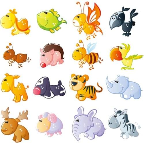 Set of Patch Iron-on Clothes Cute Animal Unicorn Owl Thermo Transfer for Clothes Sticker Children DIY T-shirt Washable Badges E