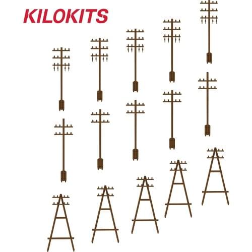 1/72 Scale 15PCS Plastic Telegraph Poles Set Hobby Model Building Kits Diorama Accessories Railway Miniatures