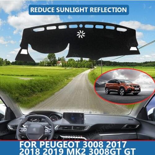 Car Inner Dashboard Cover Capet Cape for Peugeot 3008 2017 2018 2019 Mk2 3008GT GT Dashmat Sunshade Pad Cover Dash Mat