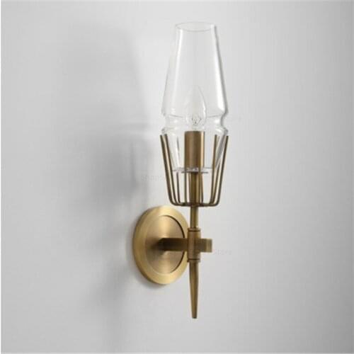 Nordic Retro Crystal Shades Wall Lamps American Bedside Sconce Dining Living Room Wall Lights for Home LED Decor Light Fixtures