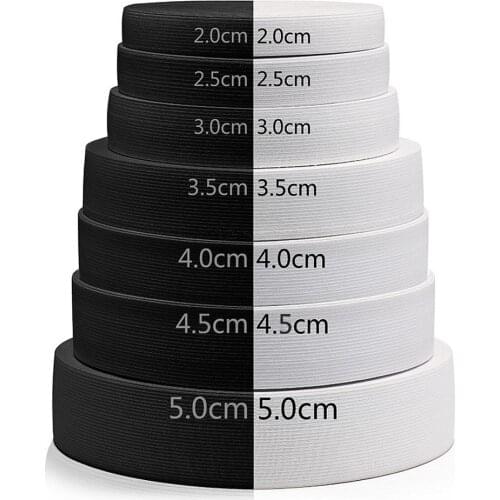 5 meters 3/6/9/10/12/15/25/30/35/40/45MM White/black Nylon Highest Elastic Bands Garment Trousers Sewing Accessories DIY
