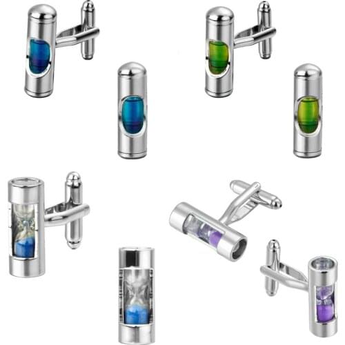 The new fashion mens French Cufflinks quality copper material circular level blue hourglass