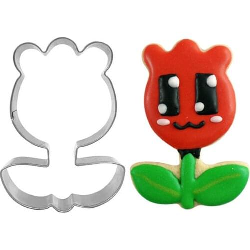 Tulip Cookie Cutter Stainless Steel Biscuit Cut Mold Baking Fruit Cut Cake Mold Embossing Printing Die