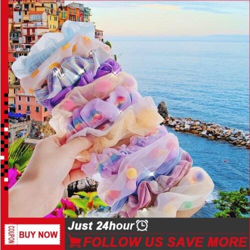 New Silk Rainbow Scrunchies Hair Bands For Women Girls Drop Shipping Hair Tie 1PCS Hair Rope Rubber Bands Hair Accessories 2020