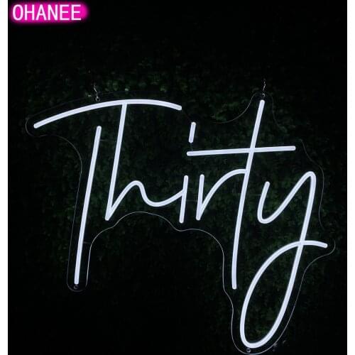OHANEE LED Neon Sign of Thirty Custom Made Wall Lights Party Wedding Shop Window Restaurant Birthday Decoration