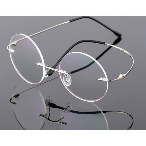Retro Round Rimless Glasses Frame Ultralight Flexible Eyewear Alloy Myopia Eyeglasses Frames Optical Unisex Spectacles