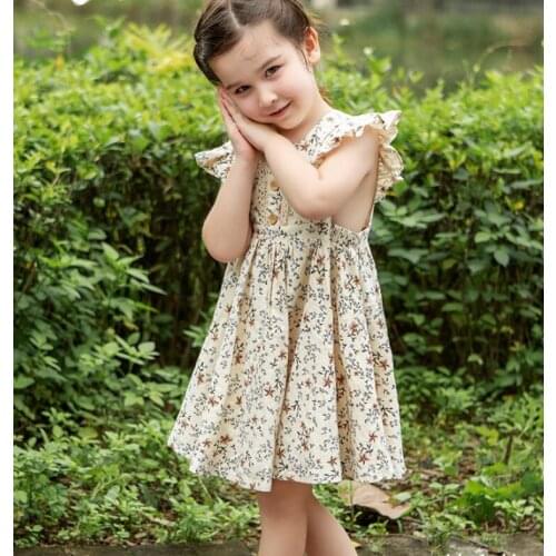 Girls Valentines Dresses Cotton Print Fly Sleeve Dresses Cute Valentines Day Kids Clothes Baby Dress 1 2 3 4 5 6 Year