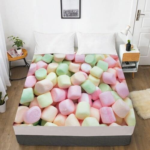 Colorful Elastic fitted sheet bed sheet With An Elastic Band 150x200/180/200/160x200 Mattress Cover Bed cover 1pc Rainbow candy