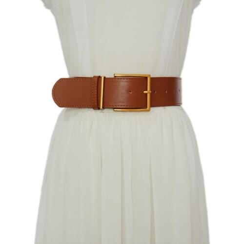 Women Wide Waist Belt Vintage Big pin Buckle Black belts for jeans brown PU faux leather strap belt HOT Ladies Dress waistbands