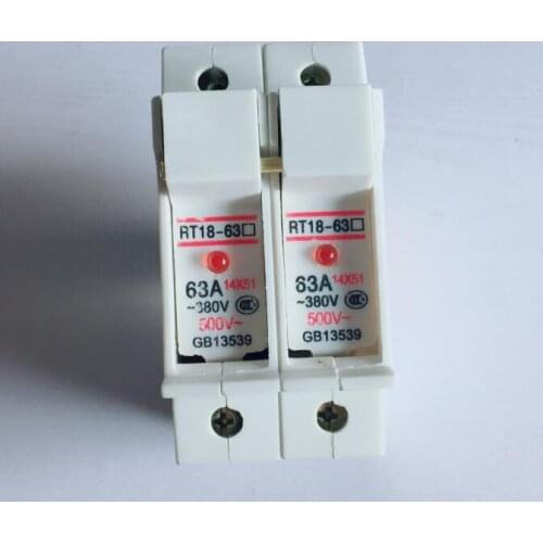 RT18-63 14*51mm Guide install the fuse fuse base with light 380V 500V 2P 63A