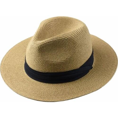 Large Size Panama Hats Lady Beach Wide Brim Straw Hat Man Summer Sun Cap Plus Size Fedora Hat 55-57cm 58-60cm 61-64cm
