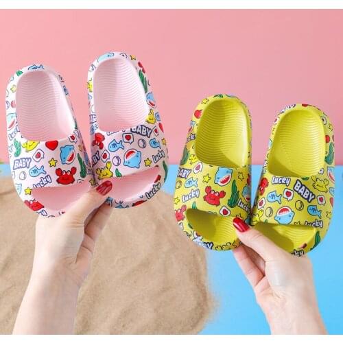 Cute Childrens Slippers Soft Bottom Non-slip Baby Slippers In Summer Bathroom Girls' Child Shoe Cartoon Slipperss Toddler Shoes
