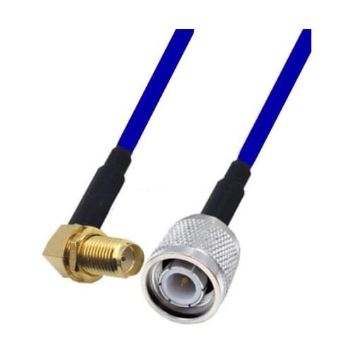 Blue Soft RG142 Double Shielded SMA Female Right Angle to TNC Male Connector RF Coaxial Cable 50ohm