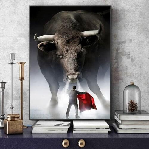 Modern Home Decor Matador Bull Fight Art Painting On Canvas Wall Art Poster And Prints Animal Picture No Frame For Living Room
