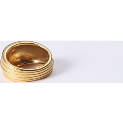 SRCOI Simple Geometric Wide Glossy Cut Flower Ring Minimalist Hip-hop Punk Style Gold Color Ring Female Jewelry Friend Gift