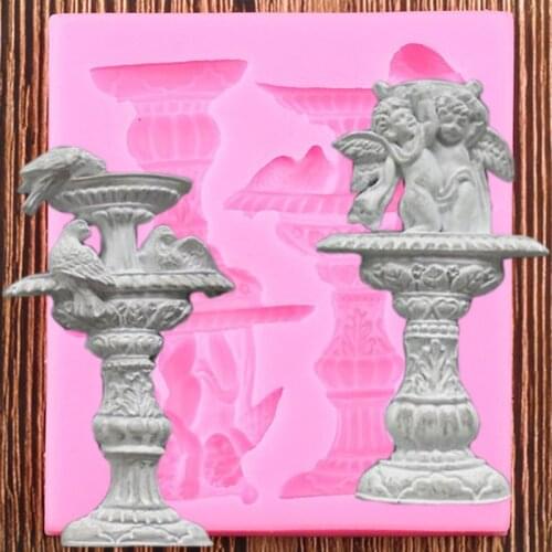 Vintage Fountains Silicone Molds DIY Angel Birds Wedding Fondant Cake Decorating Tools Candy Clay Chocolate Gumpaste Moulds