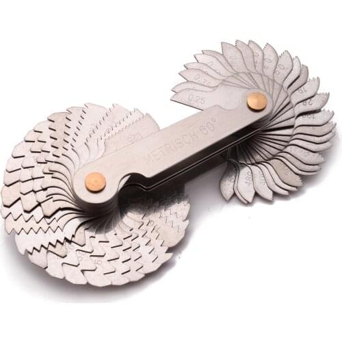 High Quality 58 Blades Thread Gauge Metric &Whitworth 55/60 Degree Thread Screw Pitch Gauge For Measuring Tool