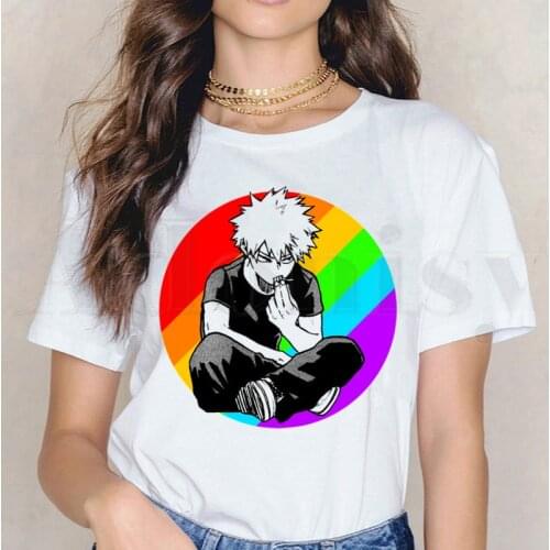 Boku No Anime My Hero Academia Bakugou Katsuki T Shirts Womens T-shirt Short Sleeve Female Tops Tees Harajuku Vogue Vintage