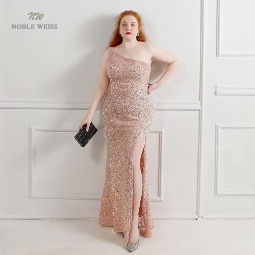 Prom Dresses One-Shoulder Sequin Prom Dress Ankle-Length Mermaid Dresses Woman Party Night Sexy Evening Dress Big Size