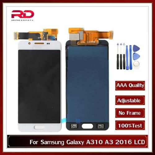 A310F LCD For Samsung Galaxy A3 2016 A310F SM-A310F LCD Display Adjustable Touch Screen Digitizer Assembly TFT AAA Quality