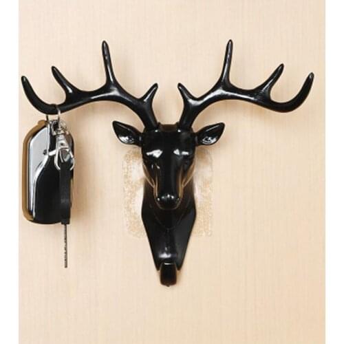 1 Pc Deer Head Antler Plastic Without Trace Wall Hanging Hook Creative Personality Home Decoration Key Hanger Clothes Coat Rack