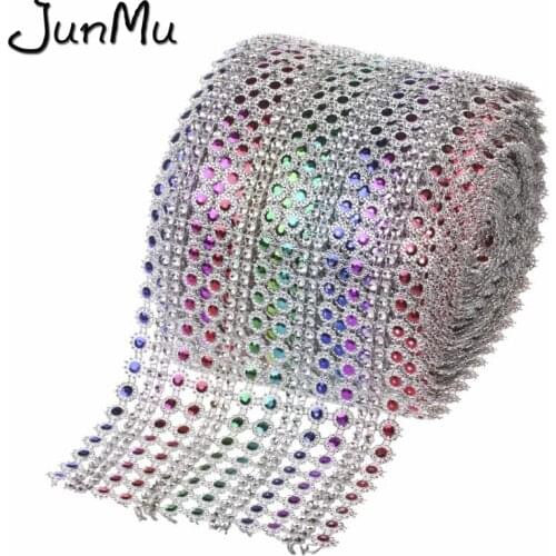 1Yard(3ft) x 4.5" Rainbow Color Diamond Mesh Crystal Sewing Rhinestone Ribbon Trim for Wedding Party Decorations DIY Gift Wrap