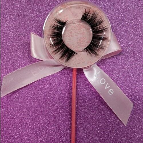 10 pair Hot Style Mink Eyelash With Colorful Lollipop Package Accept Private Label Real Mink Eyelashes Hand Made Factory