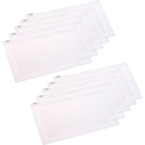 10pcs PVC Clear Color Fog A6 Invoice Bill Bag, Pencil Pouch Pen Bag, 9 x 4-3/4inches (A6)