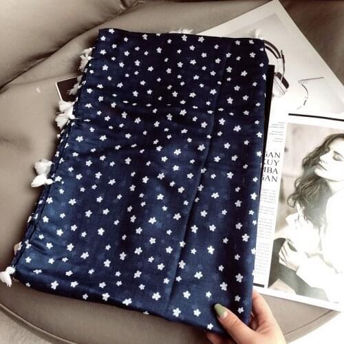 2021 New Spring Soft Small Flower Pattern Tassel Scarf Shawls Women Long Floral Wrap Hijab Scarves Free Shipping