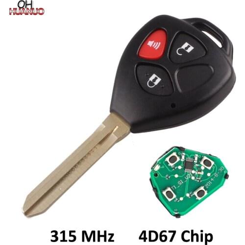 3 Buttons Remote Key 315Mhz With 4D-67 4D67 Chip inside for Toyota 2006-2010 TOY43 Blade 2+1 Buttons