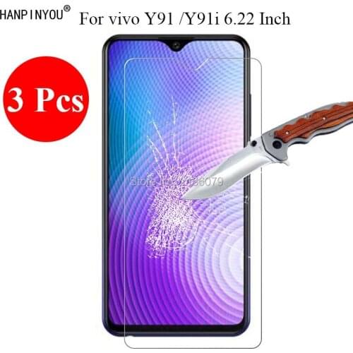 3 Pcs/Lot New 9H 2.5D Hard Tough Tempered Glass Screen Protector For vivo Y91 / Y91i 6.22" Protective Film Guard + Clean Tools