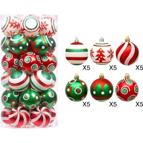 New 30Pcs Christmas Ball Ornaments Colorful Painted Plating Pendant Glitter Festival Seasonal Decoration