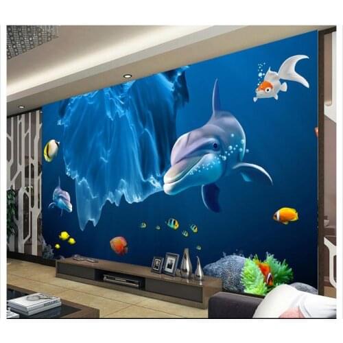 3d wallpaper custom 3d wall murals wallpaper Mediterranean mural dolphins and sea world background wall murals wallpaper decor