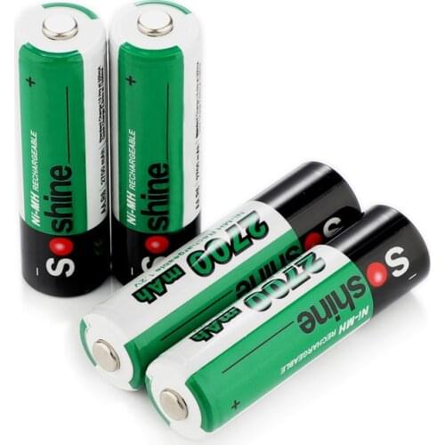 4pcs/Pack Soshine Ni-MH AA 1.2V 2700mAh Rechargeable Batteries +Portable Battery Box