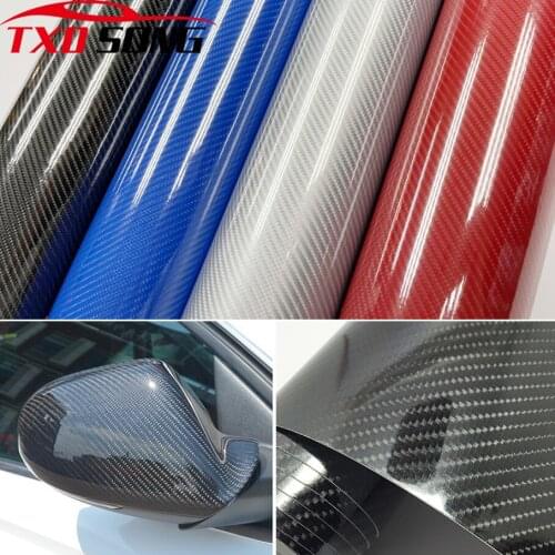 50cm*152/200/300CM Car Styling Glossy Black 5D Carbon Fiber Vinyl film Wrap With Air Free Bubble DIY Car Tuning Part Sticker
