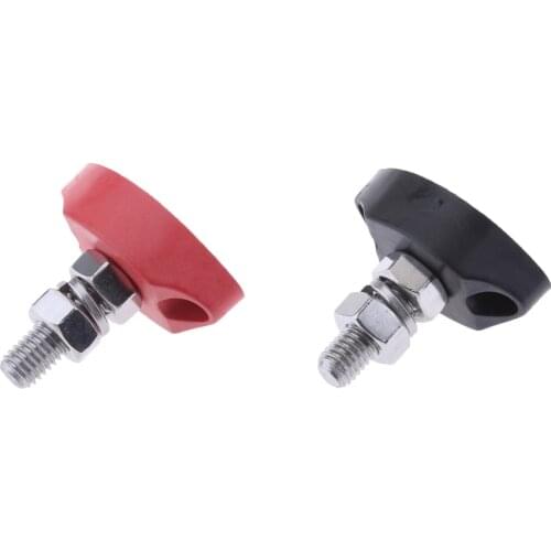 6mm Stainless Steel Single Stud Power Junction Block - Red & Black
