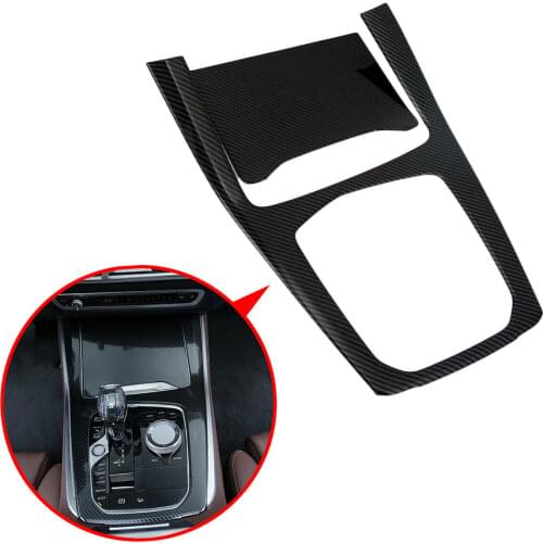 2Pcs Carbon Fiber Gear Shift Shifter Panel Cover Trim Frame Fit For BMW X5 G05 2019 2020 Accessories