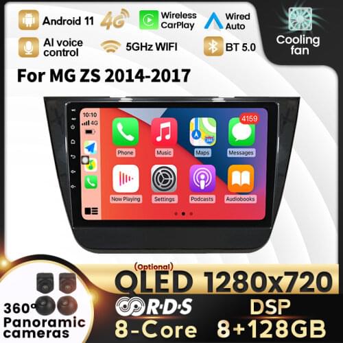 HD DSP RDS Android 11 Car Radio Player GPS For MG ZS 2014-2017 Navigation Multimedia Video Player 6G+128G 4G LTE DVR OBD Camera