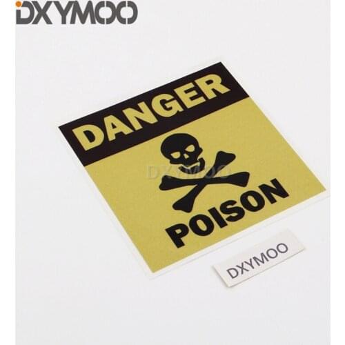 Car Styling Vinyl Decal Cartoon Warning DNGER POISON Skull Funny Motorcycle Sticker 11x11cm