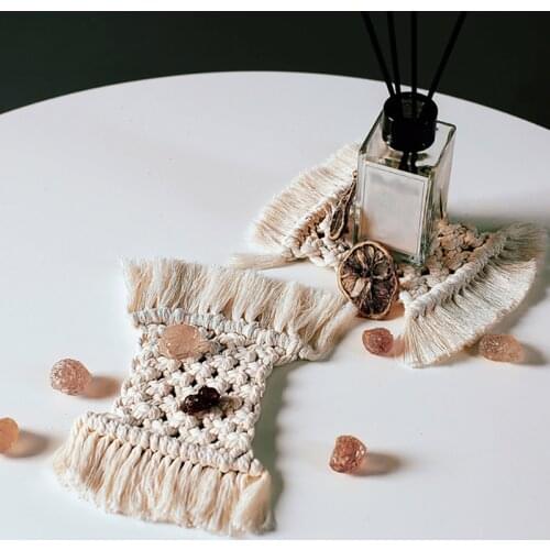 White Hand-Woven Cotton Thread Placemat Lace Coaster Kitchen Table Boho Decoration Accessories