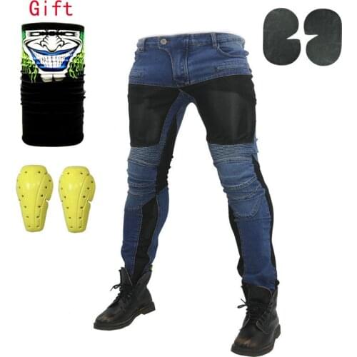PK 719 Motorcycle Trousers Moto Jeans Pants Riding Touring Motorbike Motocross Blue/Black Pant With Protective Gear