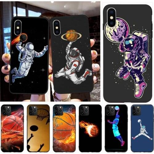 Basketball Space Astronaut Fire Phone Case For Iphone 6 6s 7 8 Plus XR X XS XSmax 11 12 Pro Mini Max