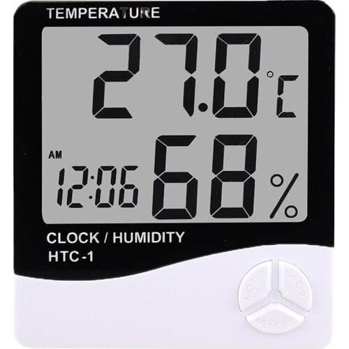 LCD Digital Temperature Humidity Meter HTC-1 HTC-2 Home Indoor Outdoor hygrometer thermometer Weather Station with Clock