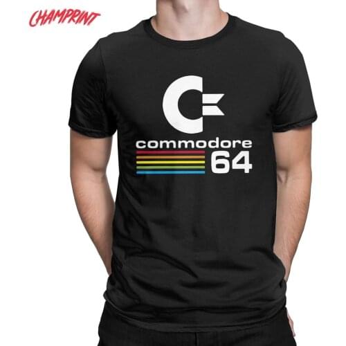 Commodore 64 T-Shirts for Men Vintage 100% Cotton Tee Shirt Crew Neck Short Sleeve T Shirts Summer Clothes