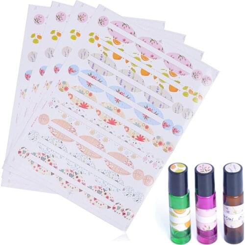 Colorful Sticker for Essential Oil Bottle Flower Fruit Printed Adhesive Paper Perfume Bottle Cap Lid Sticker Cosmetics label
